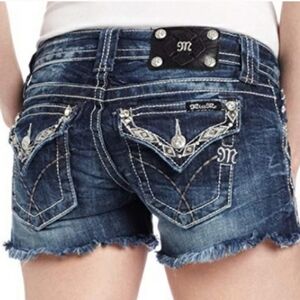 Vintage Y2K Miss Me Bling Flap Pocket Shorts